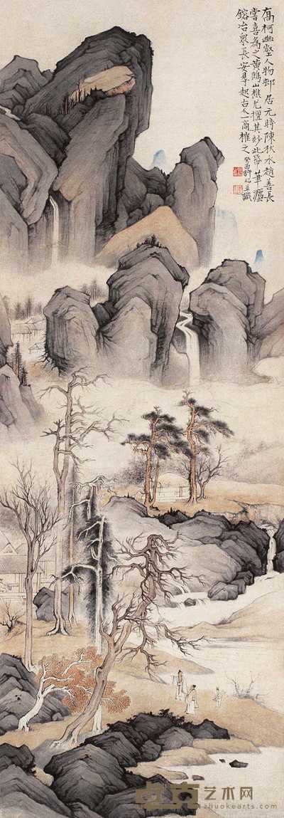 许昭 乔柯幽壑图 轴 135×47cm